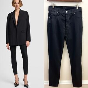 7 For All Mankind B(Air) High Waist ankle skinny jeans, Coated Black, EUC